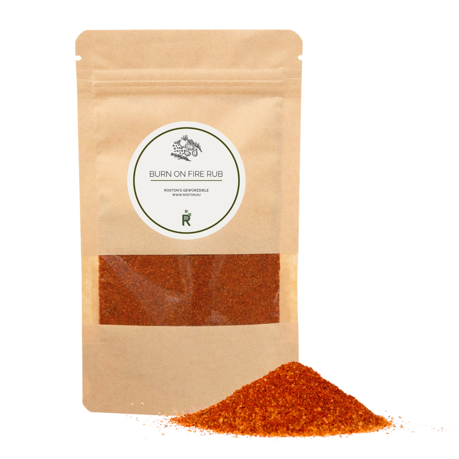 Das Bild zeigt einen Haufen Burn on FIre Rub vor einer Verpackung.