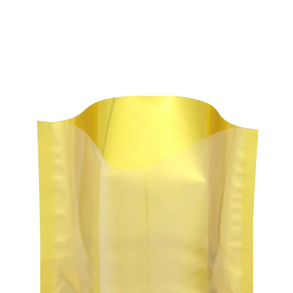 Das Bild zeigt den Anschnitt eines Kochbeutels in der Farbe Gold auf transparentem Hintergrund.